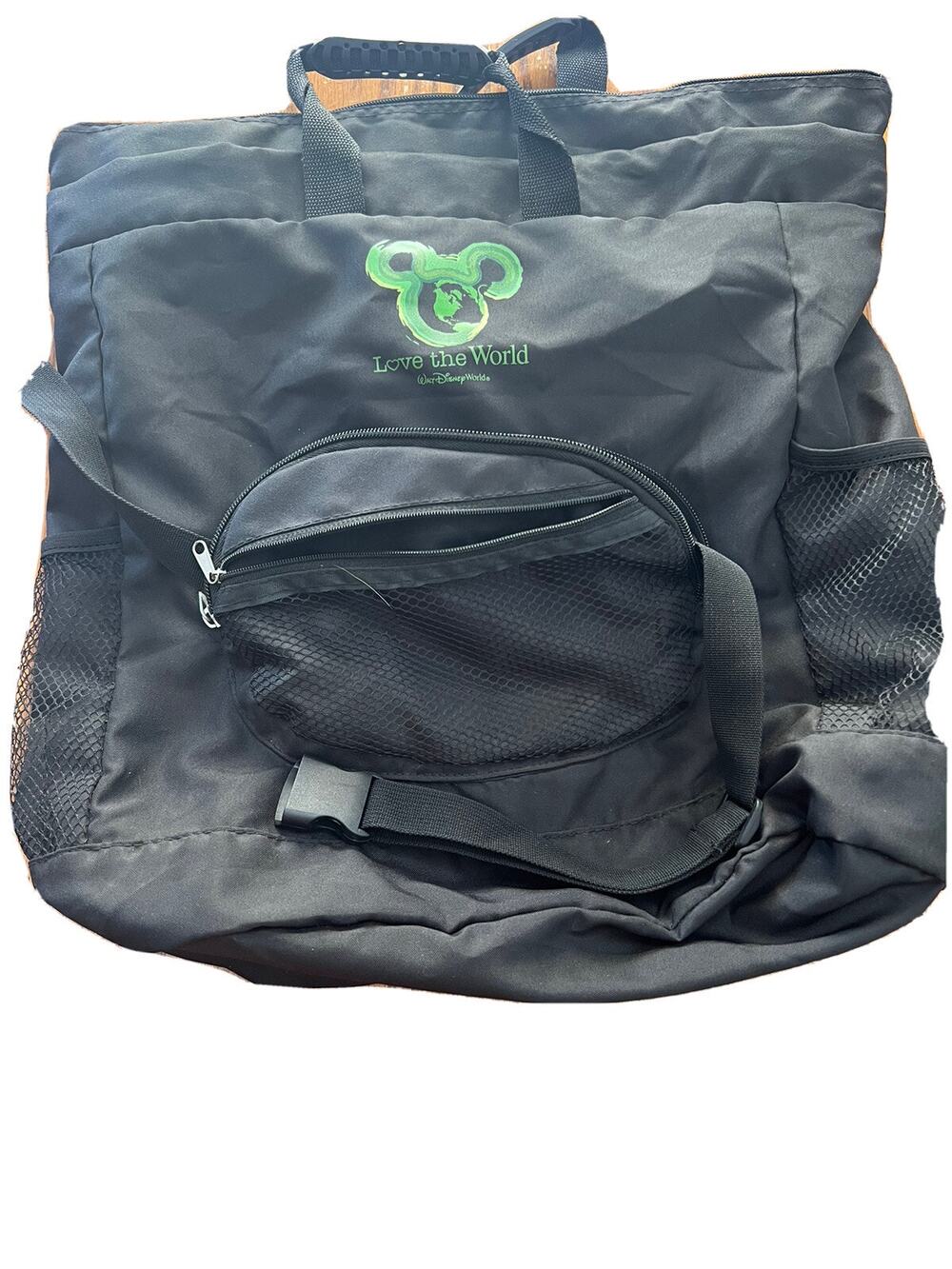 Walt Disney World LOVE THE WORLD Eco Friendly Backpack Tote Bag Packable